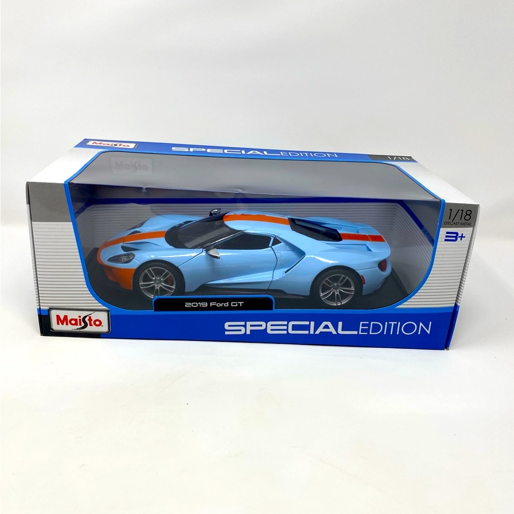 2019 Ford GT 1:18 Scale Diecast Car‎ by Maisto Blue & Orange NEW